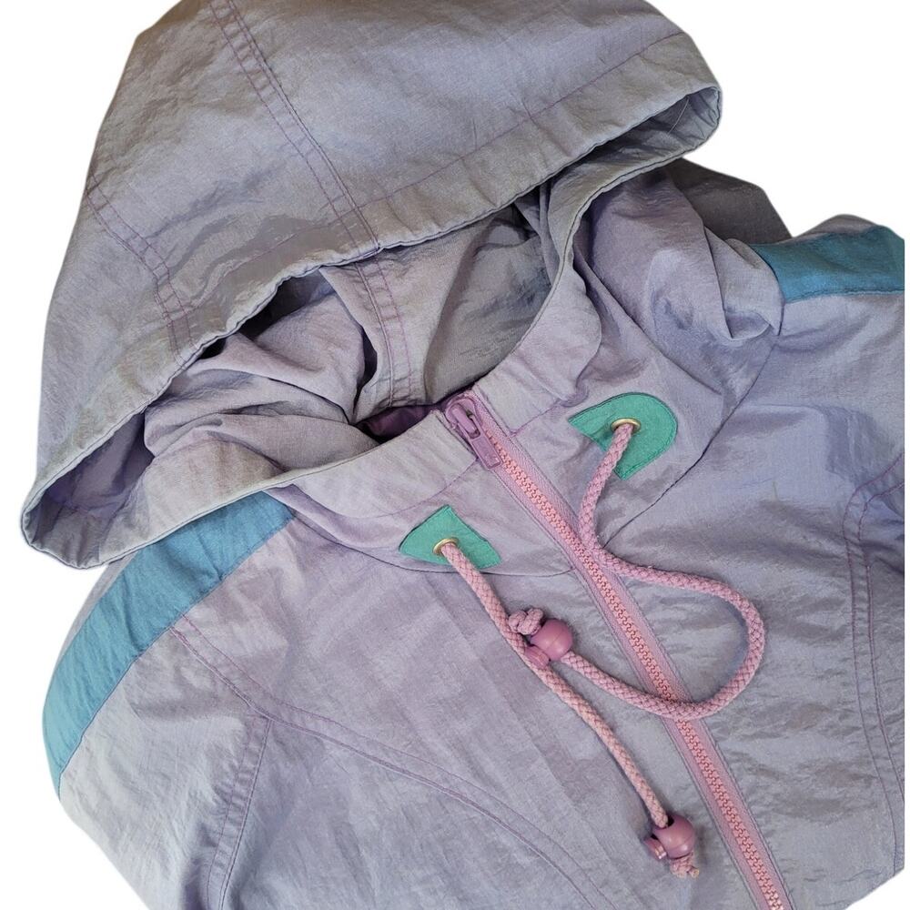Mulberry Street 80s Nylon Track Jacket Pastel‎ Colorblock Retro Cool